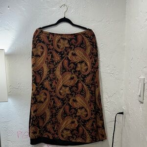 Worthington Elegant Black and Brown Paisley A-Line Skirt